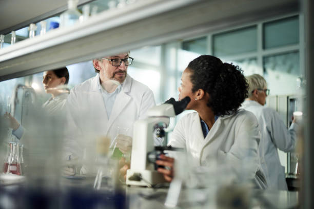 istock Group of medical experts working in laboratory. 1389471409