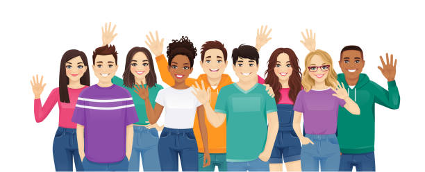 ilustrações, clipart, desenhos animados e ícones de jovens multiétnicos em roupas casuais - student people women college student