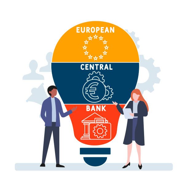 illustrazioni stock, clip art, cartoni animati e icone di tendenza di bce - banca centrale europea acronimo - bce