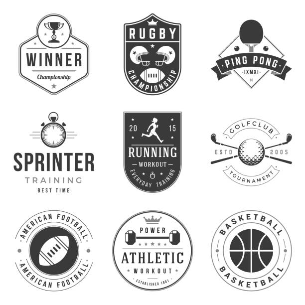 Sports and athletic club logos vector emblems set vector art illustration