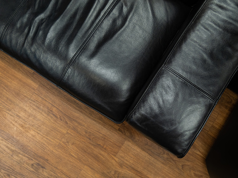 Black sofa leather armrests