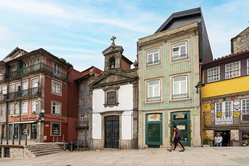 Porto, Portugal. March 2022. Exterior view of the Lad chapel in the city center