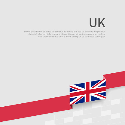 Great Britain flag background. Ribbon colors of the flag of great britain on a white background. National poster of the united kingdom. Vector flat design. United Kingdom state patriotic banner, cover