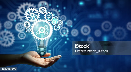 istock Innovation gears. Idea and imagination. Creative and inspiration concept. 1389487899