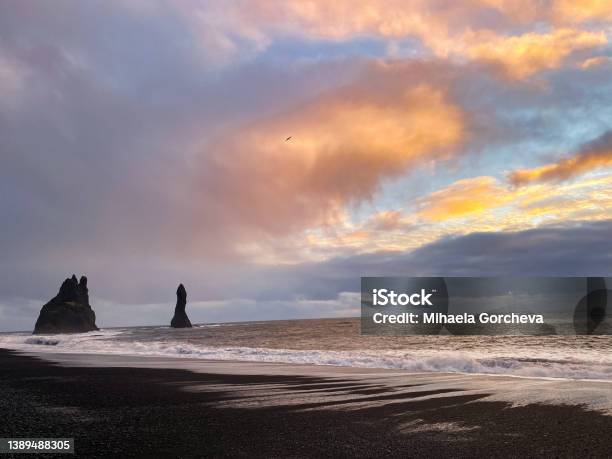 Black Sand Beach Stock Photo - Download Image Now - Atlantic Ocean, Atmosphere, Beach