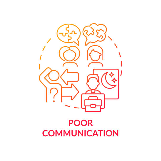 illustrazioni stock, clip art, cartoni animati e icone di tendenza di icona del concetto di gradiente rosso di scarsa comunicazione - poor communication