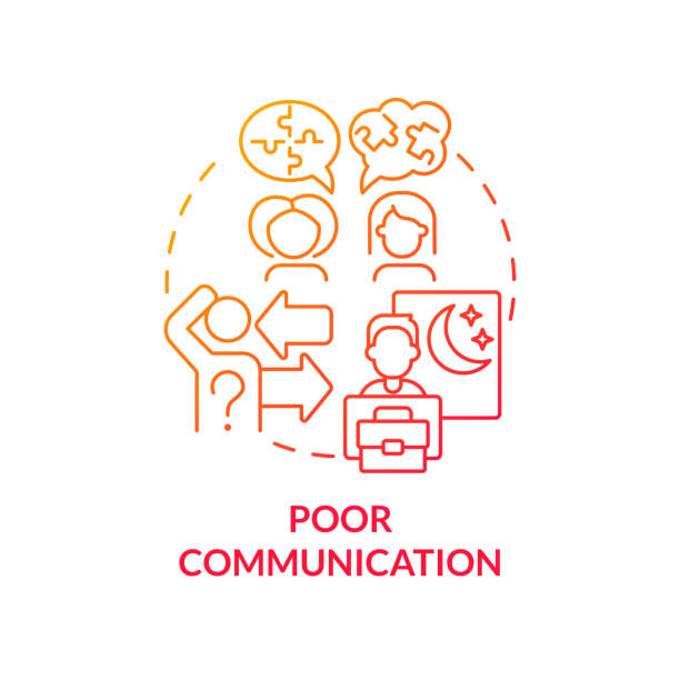 통신 불량 레드 그라데이션 개념 아이콘 - poor communication stock illustrations