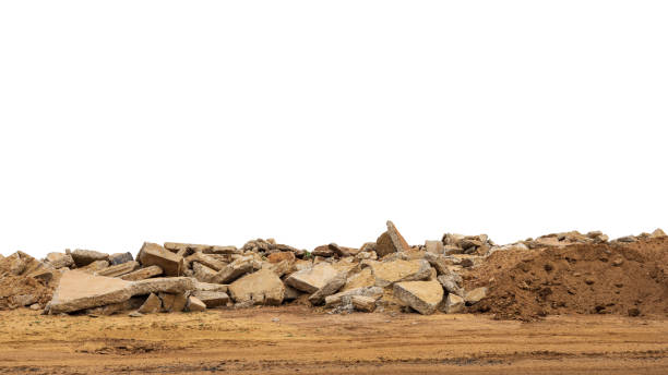 istock Isolate View Ruins, many old concrete blocks which have been demolished and demolished roads. 1389490570