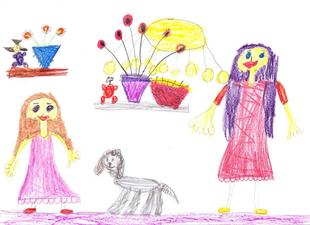 istock Child's drawing of a happy family inside house 1389491155