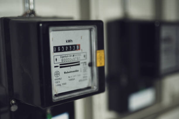 istock Electricity meter in a residential building 1389491161