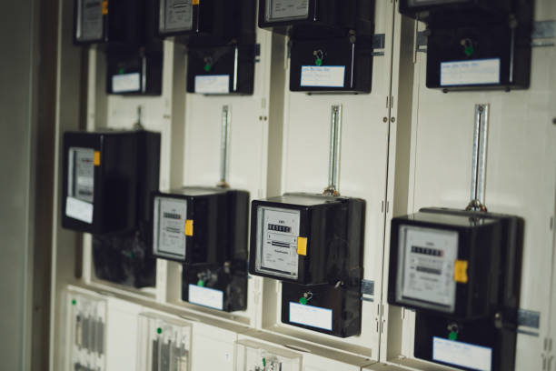 istock Electricity meter in a residential building 1389492226