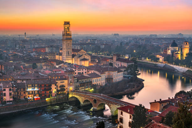 istock Verona, Italy Town Skyline at Dusk 1389493870