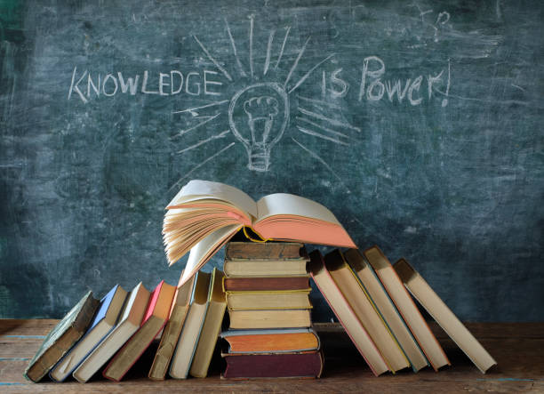 istock open book, blackboard with drawing of a lightbulb and slogan knowledge is power,learning,education,back to school concept 1389497167
