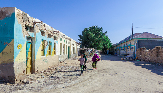 Berbera, Somaliland - November 10, 2019: Local people on the Berbera streets