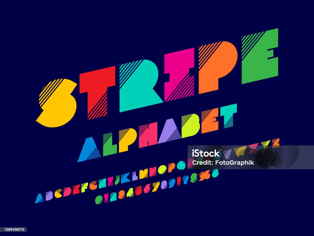 Sharp Abstract Font Colorful Abstract Font Stock Illustration - Download Image Now ...