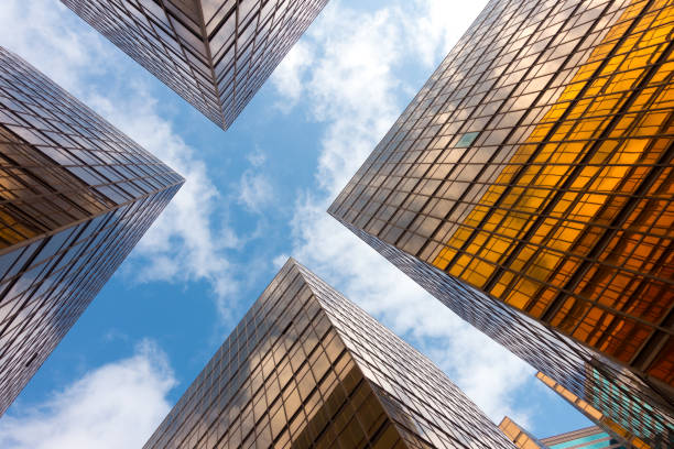 istock Low Angle View of skyscrapers in Hong Kong 1389498751