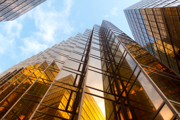 istock Low Angle View of skyscrapers in Hong Kong 1389498753