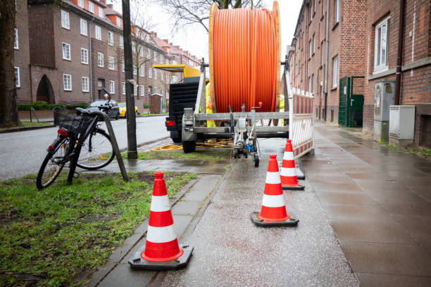 Internet cable laying on the outskirts
