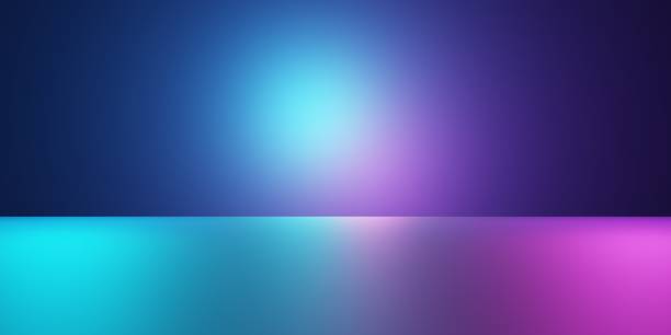 istock 3d rendering of empty purple and blue abstract neon light background. Scene for advertising, technology, showcase, banner, cosmetic, fashion, business, metaverse. Sci-Fi Illustration. Product display 1389509542