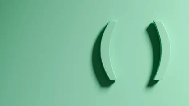 Parenthesis or round bracket symbol or sign on green background. 3D rendering.