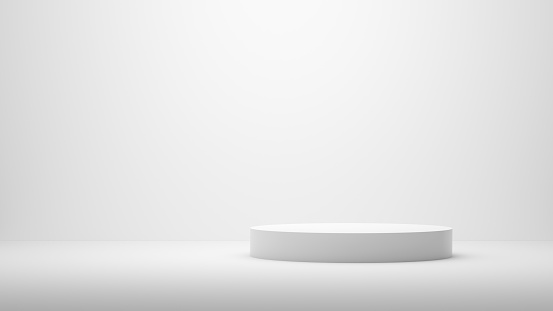 Background 3d white rendering with podium and minimal in abstract composition