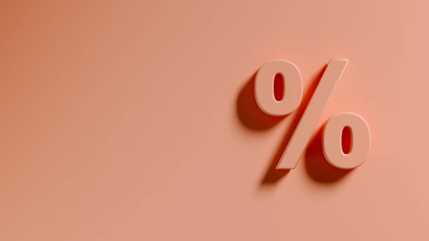 istock Percentage sign on orange pink background. 1389511773