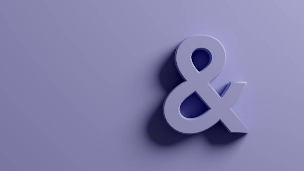 Ampersand symbol on pastel purple background. 3D rendering. Ampersand symbol on pastel purple background. 3D rendering. ampersand stock pictures, royalty-free photos & images