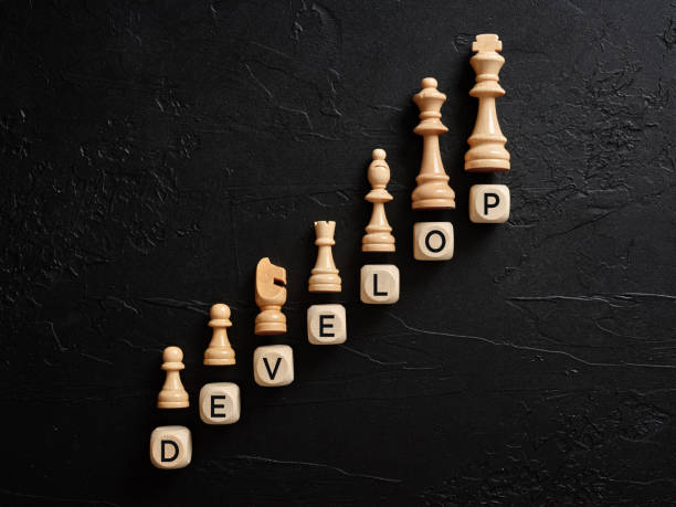 istock The word develop on wooden cubes with chess pieces. 1389513209