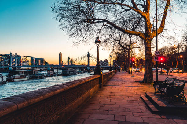 istock Embankment at Albert Bridge, London 1389514207