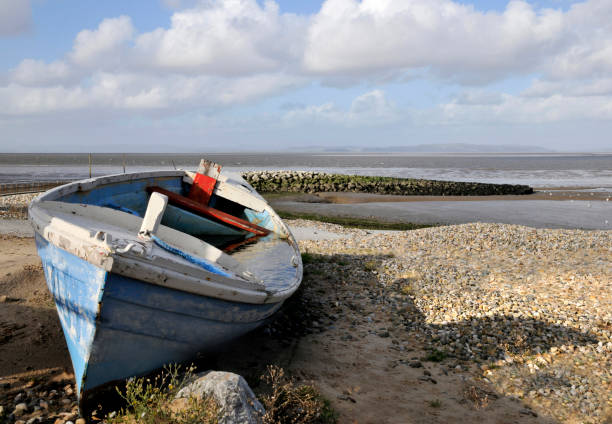 Mudflats and Thames Estuary at low tide at Two Tree Island, Essex