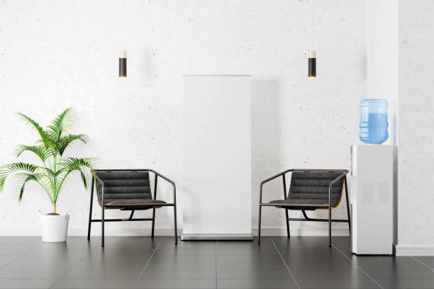 istock Information banner in the office lobby mockup 1389514734