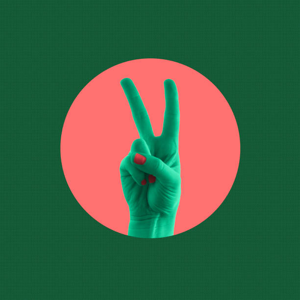 istock Hand giving the V-sign with an outward facing palm. 1389516403