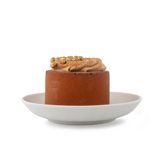 istock chocolate cake in a saucer on a white background 1389516534
