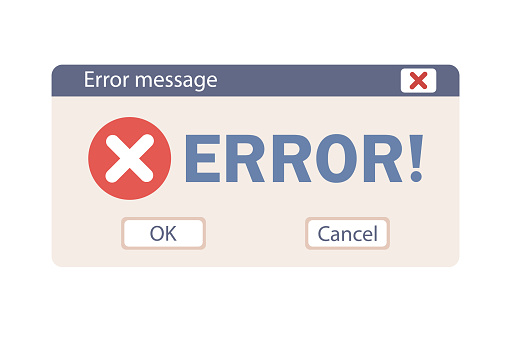 System error warning window. Warning message about fatal error. User interface sign. Crash report. Vector