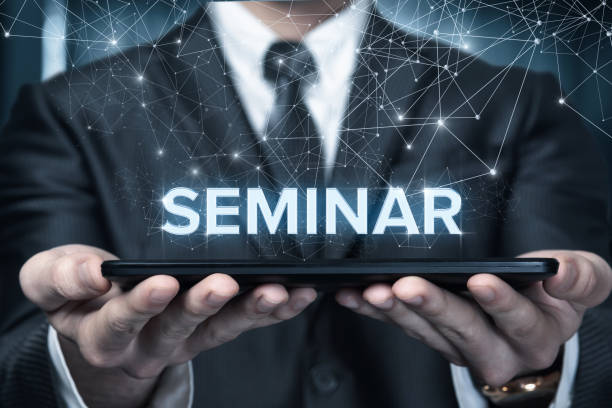 istock The concept of holding a seminar online. 1389518072