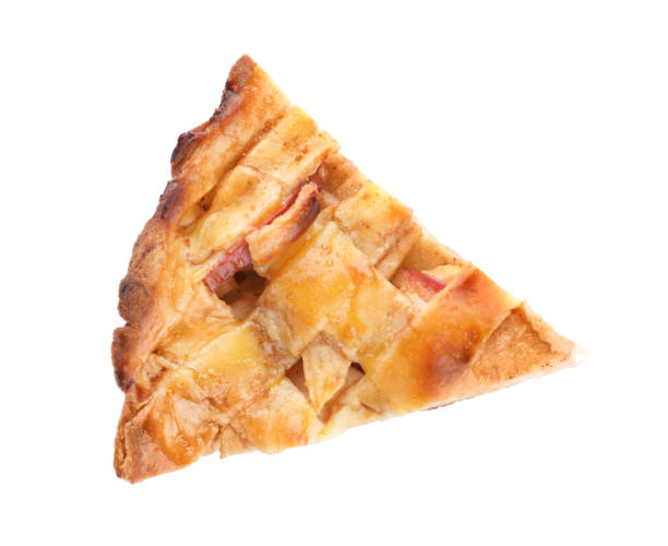 istock Slice of traditional apple pie isolated on white, top view 1389518101