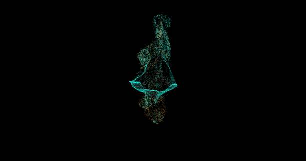 istock motion graphics abstract 3d particle explosion, fluid animation of colorful dots, black background, cartoon collision, storm and ripples, flowing smooth lines, simulation space. 3D rendering. 1389522068