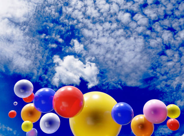 balloons on sky background stock photo
