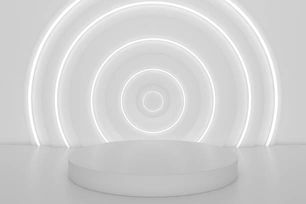 istock 3d rendering exhibition background, blank stand for product presentation 1389525412
