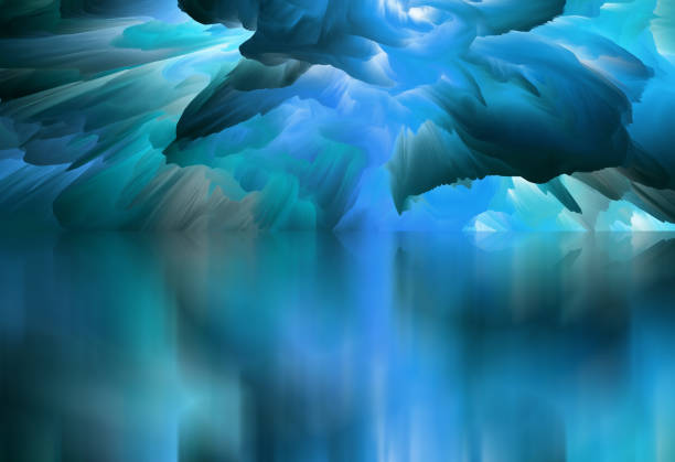 istock Magical world. Abstract Landscape, surreal lake and reflections. art, creativity and imagination. 3d illustration 1389526236