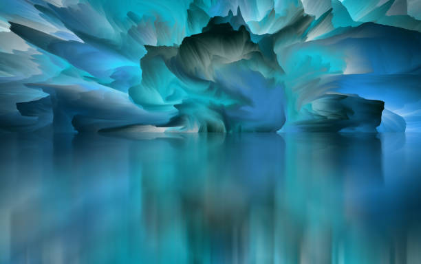 istock Magical world. Abstract Landscape, surreal lake and reflections. art, creativity and imagination. 3d illustration 1389526763