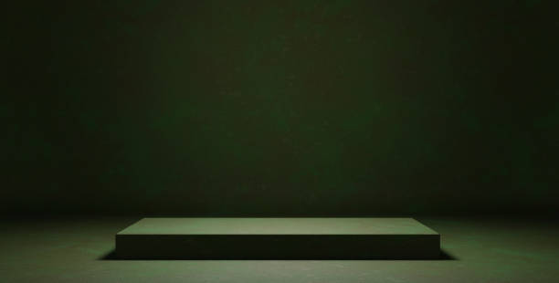 istock Blank Presentation Platform Dark Olive Green Abstract Display Background Display Products Concept For Display Of Items3D Rendering 1389527647