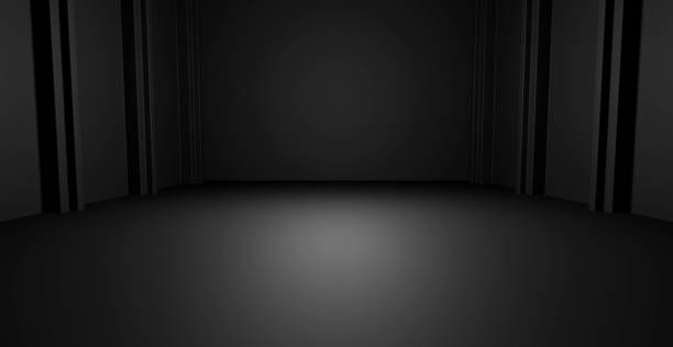 istock Extraterrestrial Empty Glowing Vibrant Laser Showcase Stage Corridor Hallway Entrance Dimmed Dark Turquoise Banner Background Spaceship Architecture 3D Illustration 1389527755