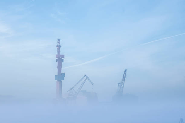 Cranes under fog, Gothenburg sweden