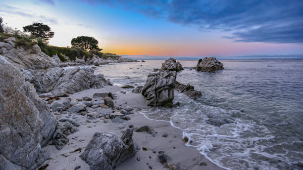 côte californienne sur la péninsule de monterey - carmel bay photos et images de collection