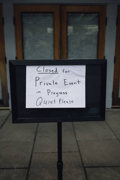 istock handwritten Closed for private event sign 1389534321