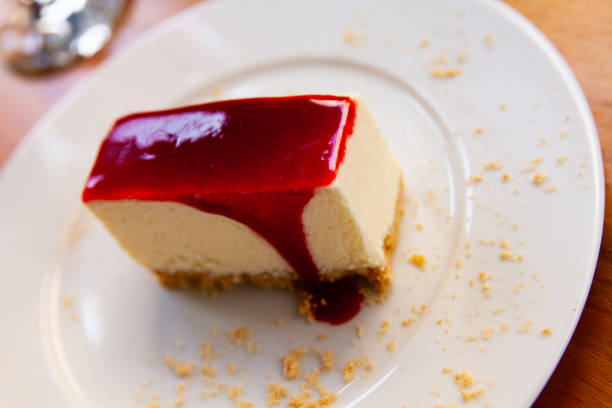 istock Slice of delicious  cheesecake with berries jam 1389537025