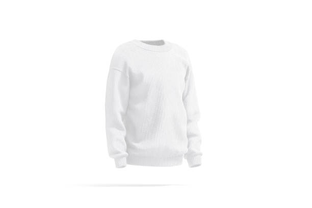 istock Blank white knitted sweater mock up, side view 1389537591