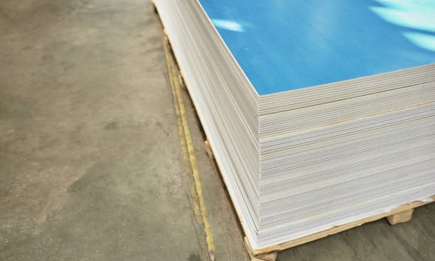 PVC sandwich panels in production Finished products Sandwich panels made of PVC in production sandwich panel photos stock pictures, royalty-free photos & images