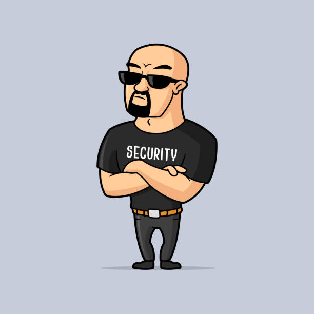 Security Guard Security guard vector cartoon illustration doorman stock illustrations